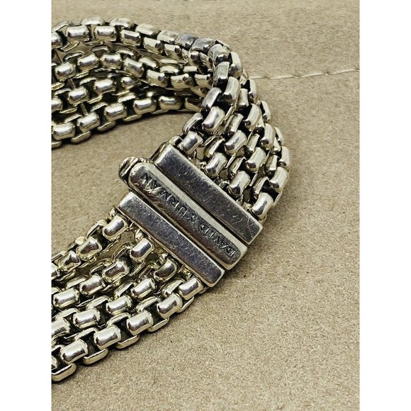 David Yurman 4 Strand 0.53ct Diamond " X " Sterling Silver Link Chain Bracelet - Picture 6 of 10